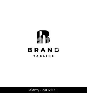 Anfangsbuchstabe B mit Building Silhouette Logo. Silhouette im ursprünglichen Logo-Design des Buchstaben B. Stock Vektor