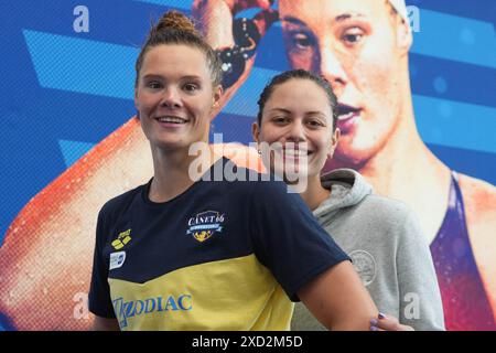 MAHIEU Pauline VON CANET 66 NATATION UND TEREBO Emma VON AMIENS METROPOLE NAT PODIUM 200 M Rückschläge bei den französischen Schwimmmeisterschaften 2024 am 19. Juni 2024 im Odyssée Aquatic Complex in Chartres, Frankreich - Foto Laurent Lairys / ABACAPRESS. KOM Stockfoto