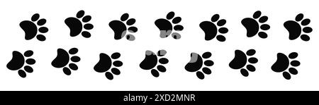 Paw Prints Tierspuren Banner Trennwand Rand Streifendesign Vorlage. Stockfoto