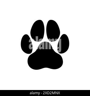 Symbol für Tierhund Katze mit Pfotenmuster, isoliert auf weiß. Stockfoto