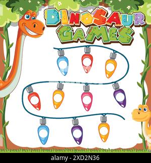 Buntes Dinosaurier-Spiel für Kinder Stock Vektor