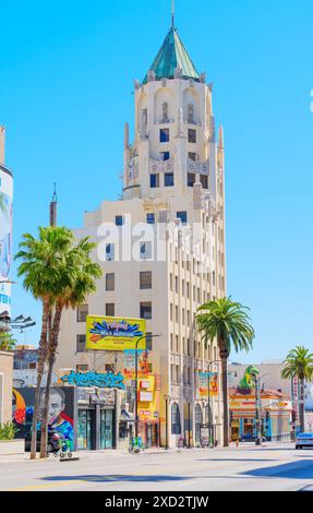 Los Angeles, Kalifornien - 10. April 2024: Außenansicht des Hollywood First National Bank Building Stockfoto