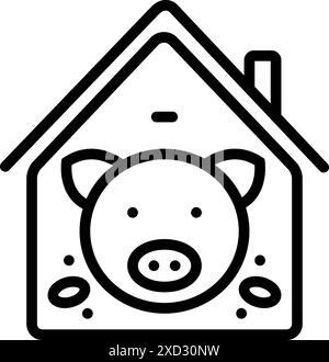 Symbol für Schwein in Schweinestall, Schwein Stock Vektor