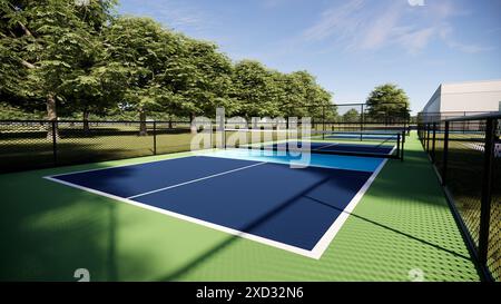 Picknickplätze im Freien, grün und blau gestreift Stockfoto