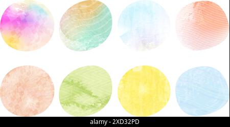 Satz von abstraktem niedlichem Polka-Punkt-Muster, geometrischem Muster und Aquarellstil Grunge Akzentmaterial, Vektor-Illustration Stock Vektor
