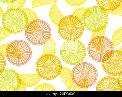 Nahtloses Muster für Zitronenscheiben. Geschnittene ​​lemon-Schichten in minimalistischem Stil in verschiedenen Farben, ein erfrischendes Muster. Design für Tapeten, Druck, Stock Vektor