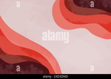Eine minimalistische Illustration mit fließenden, geschwungenen Linien in Rot- und Weißtönen, die ein weiches und abstraktes Design für vielfältige kreative Zwecke schaffen Stockfoto