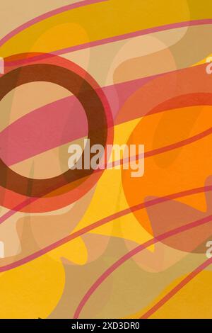 Eine ästhetische Illustration mit fließenden Kurven und mehrschichtigen Formen in warmen Orange-, Gelb- und Rottönen, ideal für künstlerische und moderne Kulissen Stockfoto