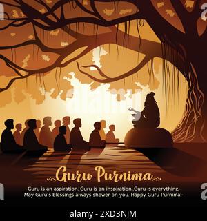 Neuer Happy Guru Purnima Guru und Shishya Unterricht. gott abstrakte Vektor-Illustration Design. Stock Vektor