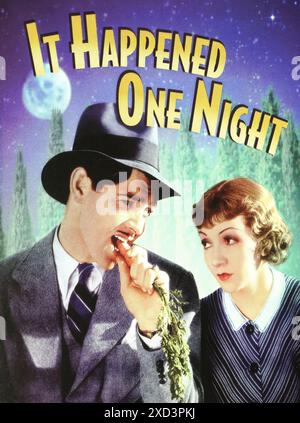 Viersen, Deutschland - 9. Mai. 2024: Kinofilmplakat Detail des Films IT Happy One Night from 1934 mit Clark Gable und Claudette Colbert Stockfoto