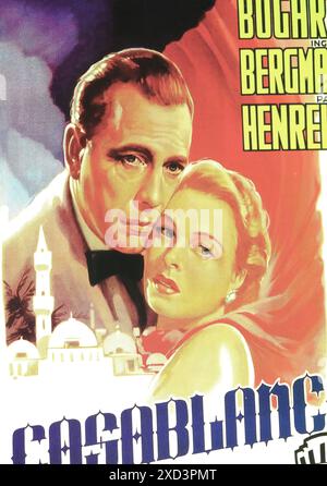 Viersen, Deutschland - 9. Mai. 2024: Kinofilmplakat Detail aus dem Filmklassiker Casablanca mit Humphrey Bogart und Ingrid Bergmann aus dem Jahr 1943 Stockfoto