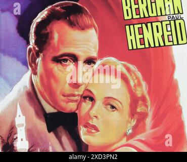 Viersen, Deutschland - 9. Mai. 2024: Kinofilmplakat Detail aus dem Filmklassiker Casablanca mit Humphrey Bogart und Ingrid Bergmann aus dem Jahr 1943 Stockfoto