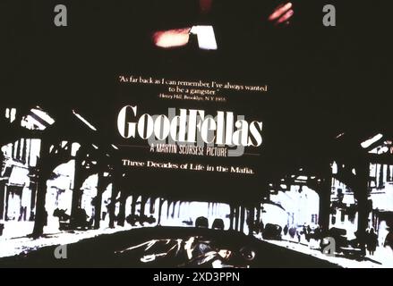 Viersen, Deutschland - 9. Mai. 2024: Kinofilmplakat Detail des Krimi-Films Goodfellas aus dem Jahr 1990 Stockfoto