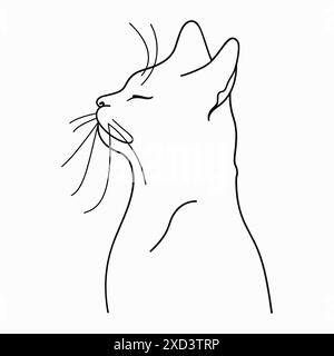 Linienzeichnung von Cat. Abstraktes Katzenporträt isoliert auf weißem Hintergrund Stock Vektor
