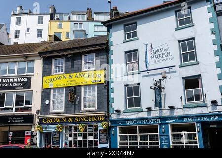 Pubs am Quay, Brixham, Devon Stockfoto