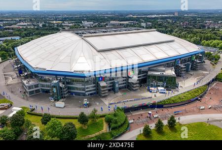 Gelsenkirchen, Deutschland. Juni 2024. Allgemeine Luftaufnahme der Arena AufSchalke vor dem Spiel Spanien gegen Italien Euro 2024 in der Arena AufSchalke, Gelsenkirchen, Deutschland am 20. Juni 2024 Credit: Every Second Media/Alamy Live News Stockfoto