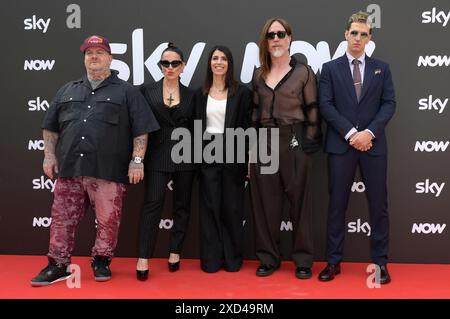 Jake La Furia, Paola Iezzi, Giorgia, Manuel Agnelli und Achille Lauro bei der Sky Programmpräsentation 2024-2025 im Cinema Barberini. Rom, 19.06.2024 Stockfoto