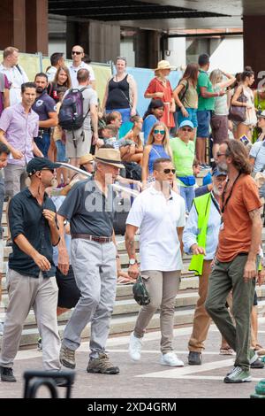 Venedig, Italien. August 2017. Clint Eastwood spielte am Bahnhof Ferrovia für die Dreharbeiten seines Films, der auf dem Buch The 15:17 to Paris: The True St basiert Stockfoto