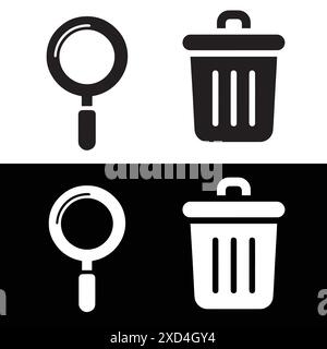 Search and  trash bin icon, recycle bin icon, trash can icon Stock Vektor