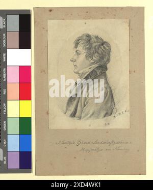 Johann Christoph Erhard (1795–1822), Maler Johann Adam Klein (1792–1875), Künstler Wien Museum, Scan, Porträt, Mann, Porträt, Selbstporträt des Malers, historische Personen (Porträts und Szenen aus dem Leben), historische Ereignisse und Situationen, historische Personen 1818 Stockfoto