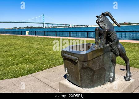 Billy Goat Spring – Lublin Goat Fountain von Leszek Rymczuk’s in Windsor, Ontario, Kanada Stockfoto