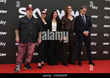 Jake La Furia, Paola Iezzi, Giorgia, Manuel Agnelli und Achille Lauro nehmen am 19. Juli 2024 am Photocall SKY Programm im Barberini Palace in Rom Teil (Foto: Domenico Cippitelli/NurPhoto). Stockfoto