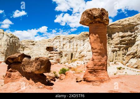 Paria Rimrocks Toadstool Hoodoos befindet sich im Grand Staircase-Escalante National Monument. Toadstools sind ein großartiger Ort zum Erkunden. Kanab, Utah Stockfoto