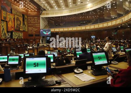 RESOLUTION EXPRESSIONS NOBOA Quito, Donnerstag, 20. Juni 2024 die Plenartagung 936, hat die Tagesordnung geändert, um eine Resolution gegen die Äußerungen von Präsident Noboa in Bezug auf mehrere Präsidenten verschiedener Länder zu verabschieden. im Plenum des Legislativpalastes Fotos API Rolando Enriquez Quito Pichincha Ecuador POL ASAMBLEA RESOLUTION EXPRESSIONS NOBOA 033e1b2635f301e0a2e8c9c9cb4ab9f93 Copyright: xROLANDOxENRIQUEZx Stockfoto