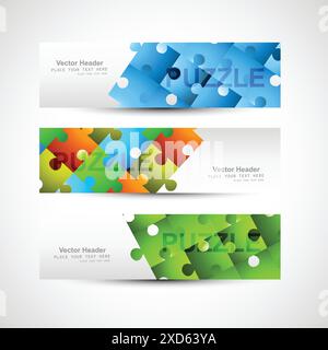 Bunte Puzzle-Header Vektor-Design-Illustration Stock Vektor
