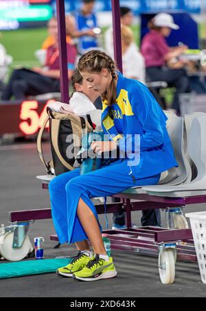 Yaroslava Mahuchikh (Ukraine), Hochsprung-Goldmedaille der Frauen bei den Leichtathletik-Europameisterschaften Roma 2024, Rom, Latium, Italien Stockfoto