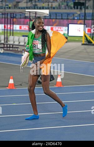 Rhasidat Adeleke (Irland), gemischte 4 x 400 m Staffel-Goldmedaille bei Leichtathletik-Europameisterschaften Roma 2024, Olympiastadion, Rom, Italien Stockfoto