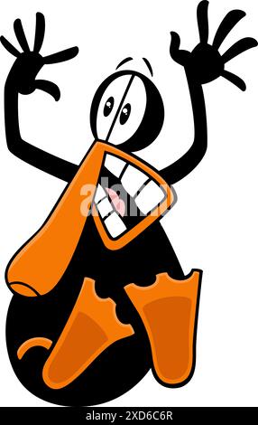 Zeichentrickdarstellung einer verängstigten oder überraschten schwarzen Ententierfigur Stock Vektor
