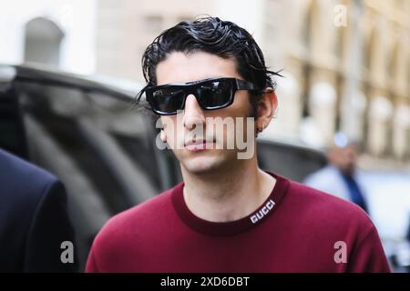 Mailand, Italien. Juni 2024. Pietro Castellitto ist während der Mailand Men's Fashion Week Frühjahr/Sommer 2025 am 17. Juni 2024 in Mailand zu sehen (Foto: Alessandro Bremec/NurPhoto). Quelle: NurPhoto SRL/Alamy Live News Stockfoto