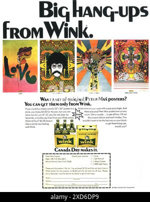 1968 Canada Dry Wink Soda Werbespot mit Peter Max Werbespot – Original Peter Max Poster Stockfoto