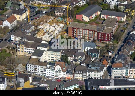 Luftaufnahme, Baustelle des neuen Seniorenheims der Georg-Schrievers-Haus Adolphi-Stiftung an der Schulstraße, Pflegedienst Johann-Grimhold-Haus Stockfoto