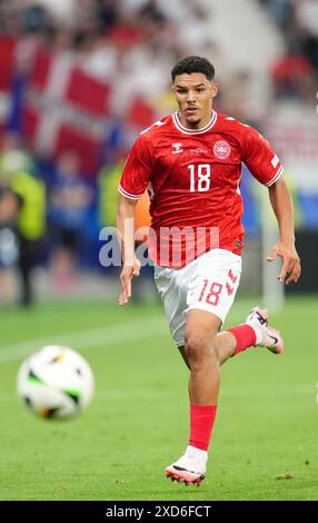 Der dänische Alexander Bah während des Spiels zur UEFA Euro 2024 in der Frankfurter Arena. Bilddatum: Donnerstag, 20. Juni 2024. Stockfoto