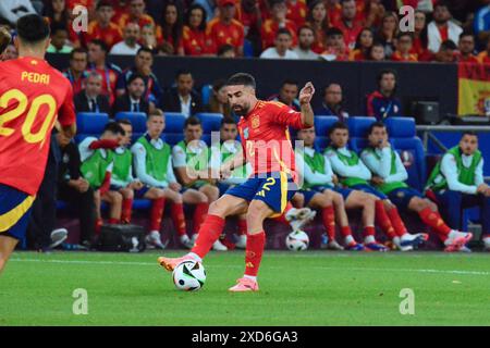 Dani Carvajal (Spanien) in Aktion während der UEFA Euro 2024 - Spanien gegen Italien, UEFA-Fußball-Europameisterschaft in Gelsenkirchen, Deutschland, 20. Juni 2024 Stockfoto