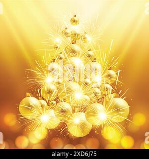 Ein heller weihnachtsbaum machte weihnachtskugeln Stock Vektor