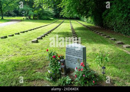 Der Parkfriedhof in Essen-Huttrop, der größte Friedhof der Stadt, Begräbnisstätte von 213 sowjetischen Kriegsgefangenen, die in Gefangenschaft starben, NRW, Deutschland Stockfoto