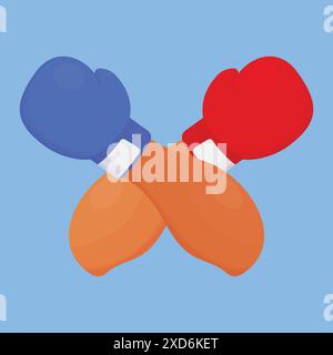 Blaue und rote Boxhandschuhe Symbol Vektor. Boxhandschuhe auf Kampfhänden. Kampfarm mit Boxhandschuh Stock Vektor