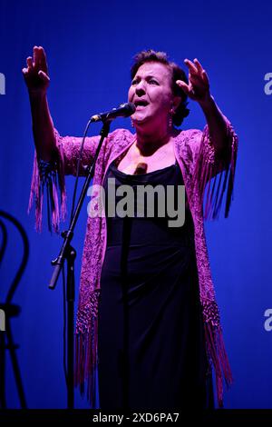 Albeniz Theater, Madrid, Spanien. Juni 2024. Universal Music Festival 2024. Live-Konzert der Flamenco-Sängerin Carmen Linares. Quelle: EnriquePSans/Alamy Live News Stockfoto