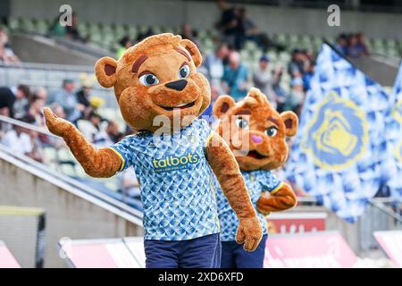 Birmingham, Großbritannien. Juni 2024. Die Maskottchen der Bears sind während des Spiels Vitality T20 Blast zwischen Birmingham Bears und Northamptonshire Steelbacks am 20. Juni 2024 auf dem Edgbaston Cricket Ground in Birmingham, England. Foto von Stuart Leggett. Nur redaktionelle Verwendung, Lizenz für kommerzielle Nutzung erforderlich. Keine Verwendung bei Wetten, Spielen oder Publikationen eines einzelnen Clubs/einer Liga/eines Spielers. Quelle: UK Sports Pics Ltd/Alamy Live News Stockfoto