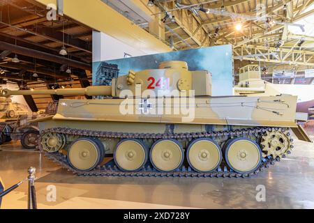 Königliches Panzermuseum, Amman, Jordanien - 4. Mai 2024: Historischer Panzer Tiger 1 der Wehrmacht in Jordanien Stockfoto