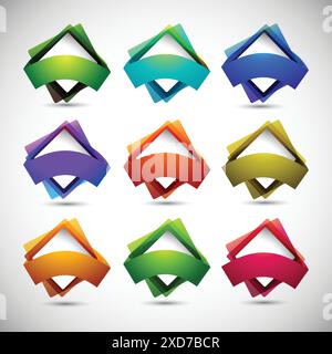 Bunte Quadrate setzen Vektor-Design-Illustration Stock Vektor