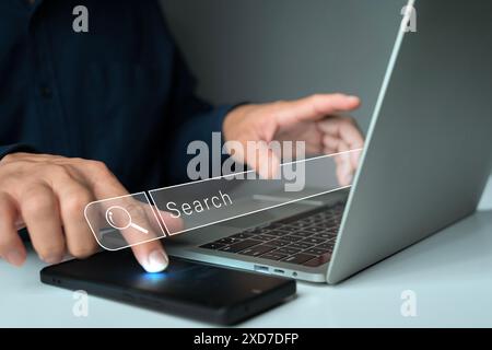SEO Suchmaschinenoptimierungskonzept, Marketing-Ranking Traffic-Website, Internet-Technologie für Unternehmen. Stockfoto