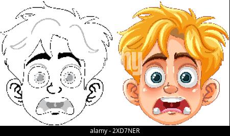 Vektor-Illustration eines schockierten Jungen Gesicht Stock Vektor