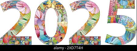 Schriftdesign mit 2025 Logo. Designvorlage Celebration Typografie Poster, Banner oder Grußkarte für ein frohes neues Jahr. Stock Vektor