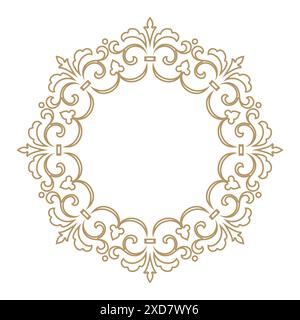 Dekorativer Rahmen elegantes Vektorelement für Design im östlichen Stil, Platz für Text. Goldener und weißer Rand mit Blumenmuster. Schnürung für Einladungen und Grußkarten Stock Vektor