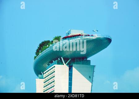 Marina Bay steht vom Singapore Flyer aus gesehen, einem Aussichtsrad im Downtown Core District von Singapur Stockfoto