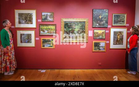 Winchester, Hampshire 21. Juni 2024 Eine lebendige und beeindruckende Ausstellung aus der Kunstsammlung des Trust erwacht im Arc, Winchester, in voller Blüte. 150 Jahre nach seiner Geburt und nur Meilen flussabwärts von den Lieblingspunkten des Künstlers, entsteht die Kunst von Fred Appleyard wieder. Vergessene Kunstwerke eines fast vergessenen Künstlers. Quelle: Paul Quezada-Neiman/Alamy Live News Stockfoto